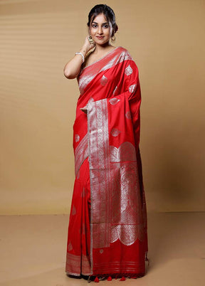 Pink Dupion Silk Saree With Blouse Piece