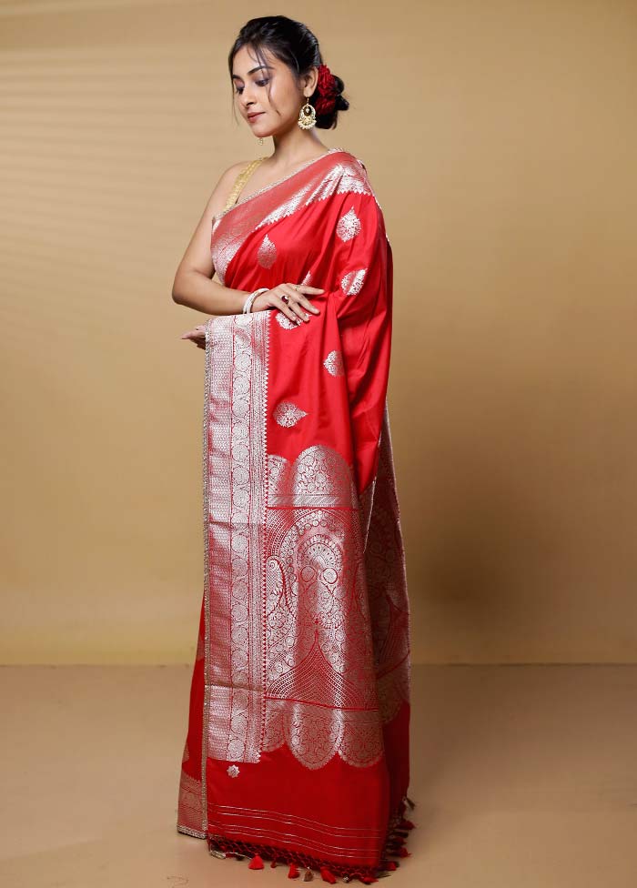 Pink Dupion Silk Saree With Blouse Piece