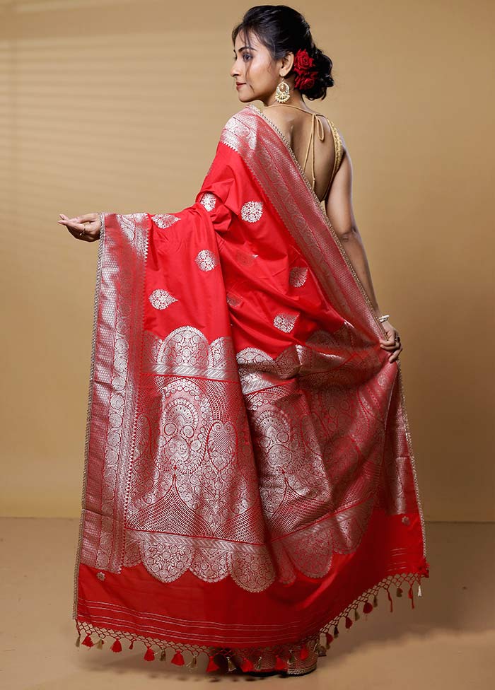 Pink Dupion Silk Saree With Blouse Piece