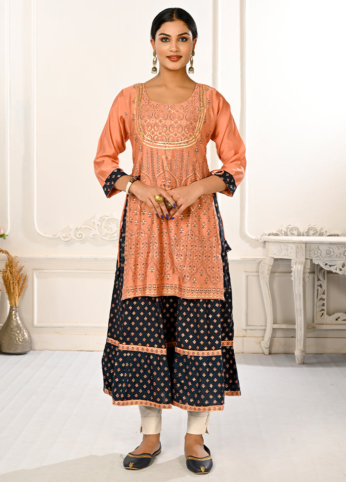 Peach Readymade Cotton Kurti