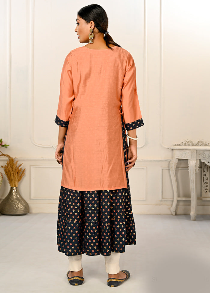 Peach Readymade Cotton Kurti