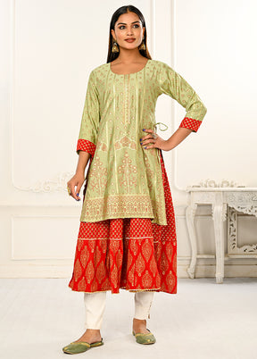 Light Green Readymade Cotton Kurti