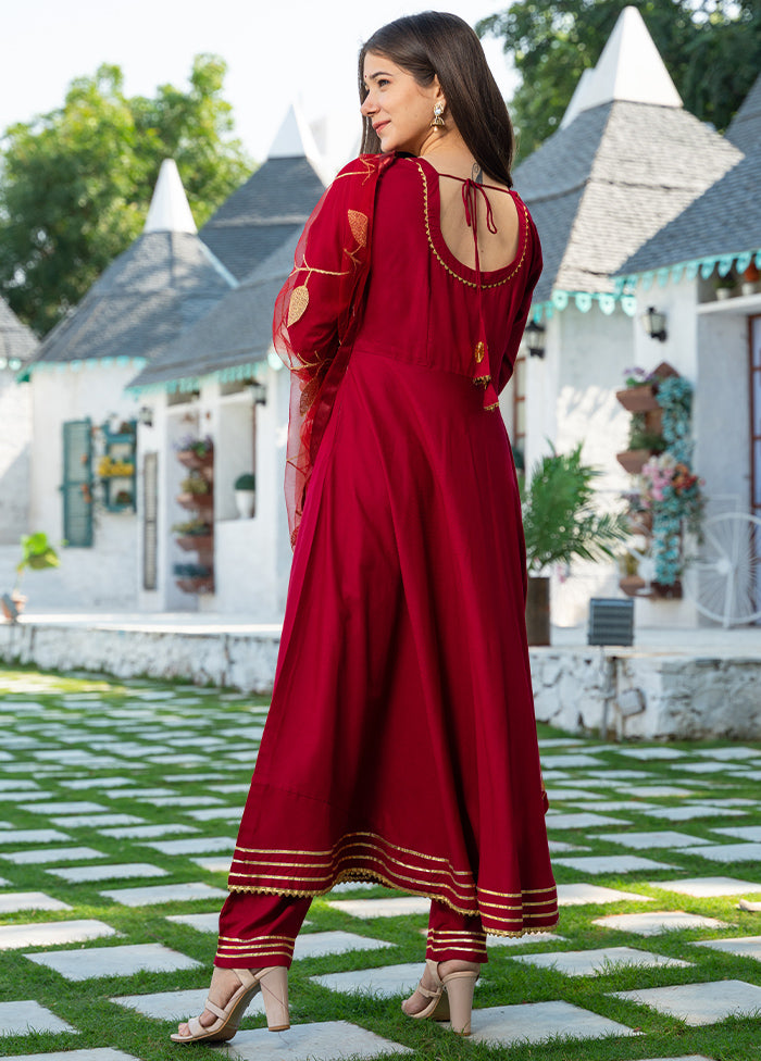 3 Pc Maroon Readymade Suit Set