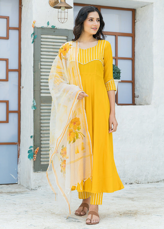 3 Pc Yellow Readymade Suit Set