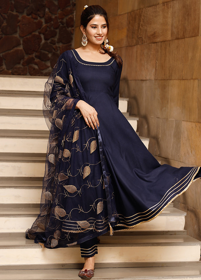 3 Pc Navy Blue Readymade Suit Set