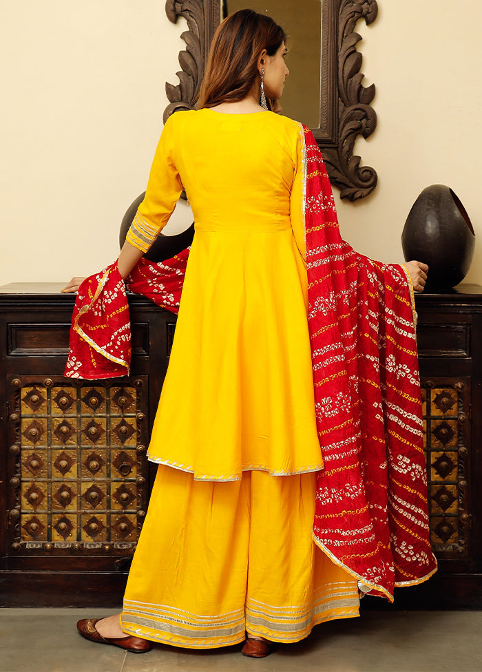 3 Pc Yellow Readymade Suit Set