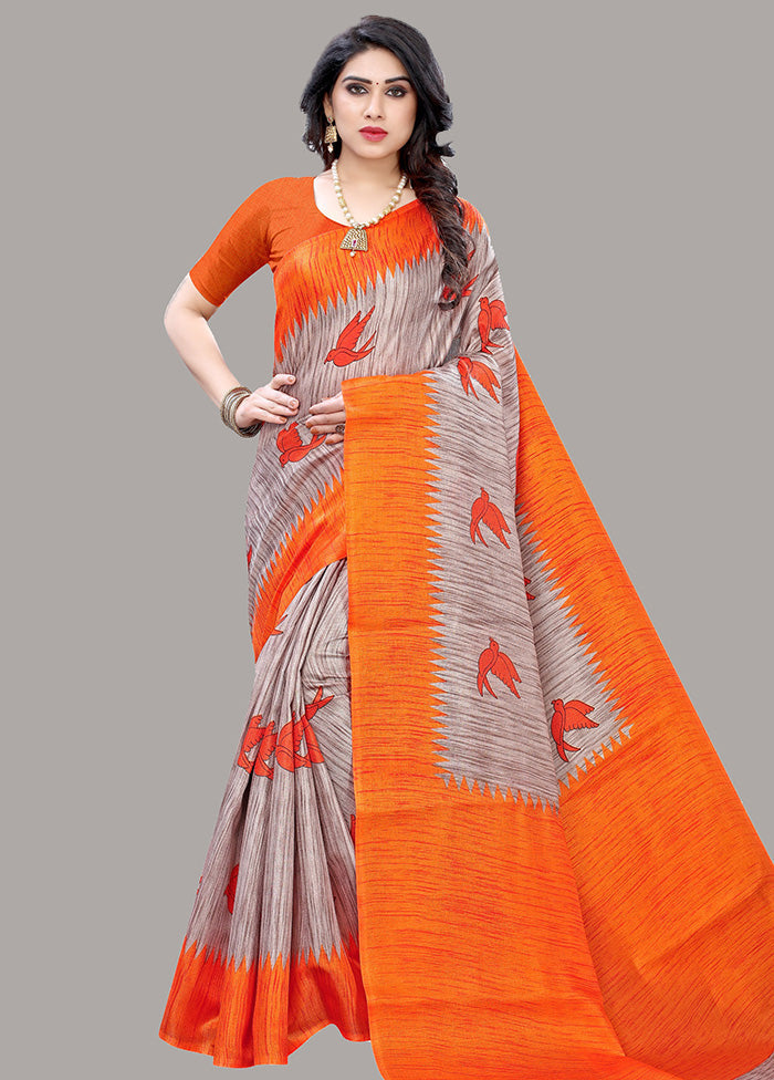 Orange Spun Silk Woven Saree With Blouse Piece - Indian Silk House Agencies