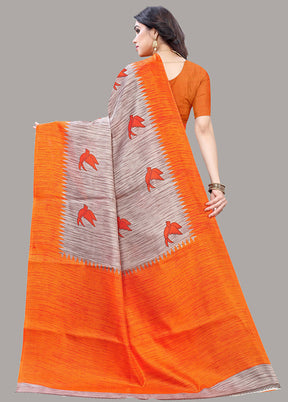 Orange Spun Silk Woven Saree With Blouse Piece - Indian Silk House Agencies