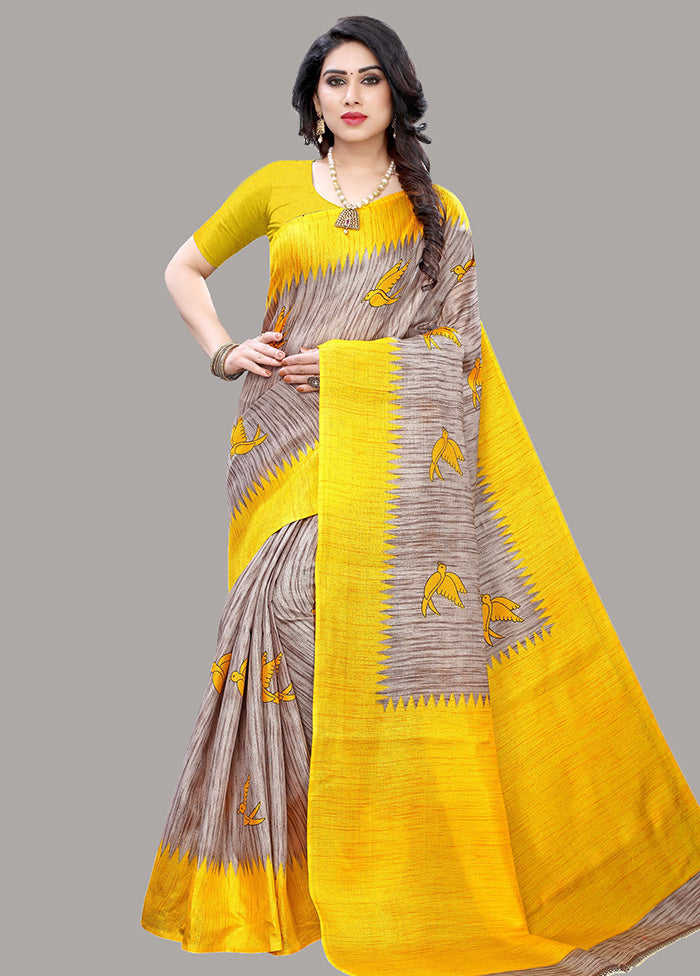 Yellow Spun Silk Woven Saree With Blouse Piece - Indian Silk House Agencies