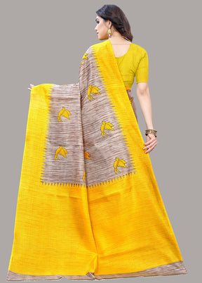 Yellow Spun Silk Woven Saree With Blouse Piece - Indian Silk House Agencies