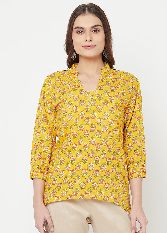 Yellow Pure Readymade Cotton Kurti