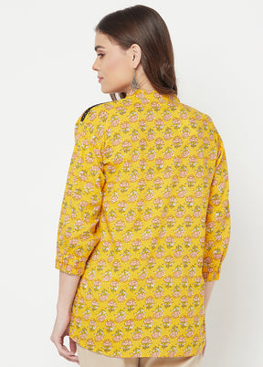 Yellow Pure Readymade Cotton Kurti