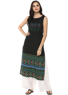 Black Readymade Silk Kurti