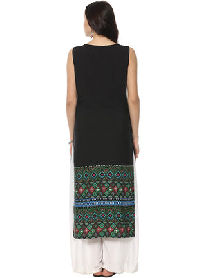 Black Readymade Silk Kurti