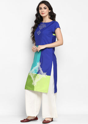 Blue Readymade Silk Kurti