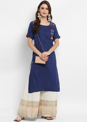 Blue Readymade Silk Kurti