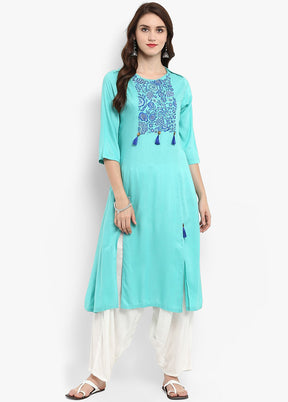 Blue Readymade Silk Kurti