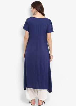 Blue Readymade Silk Kurti