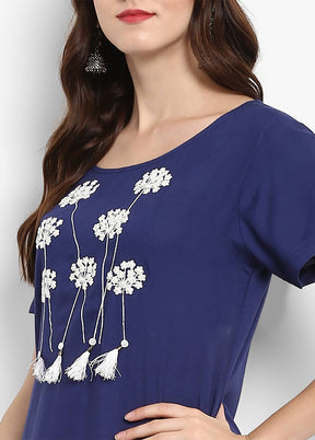 Blue Readymade Silk Kurti