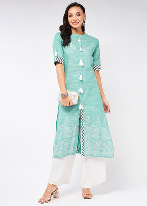 Light Green Readymade Cotton Kurti