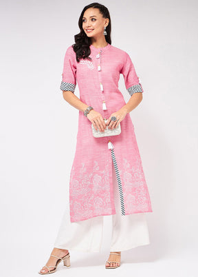 Pink Readymade Cotton Kurti