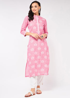 Pink Readymade Cotton Kurti