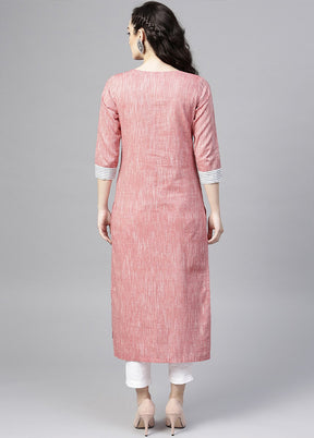 Pink Readymade Cotton Kurti