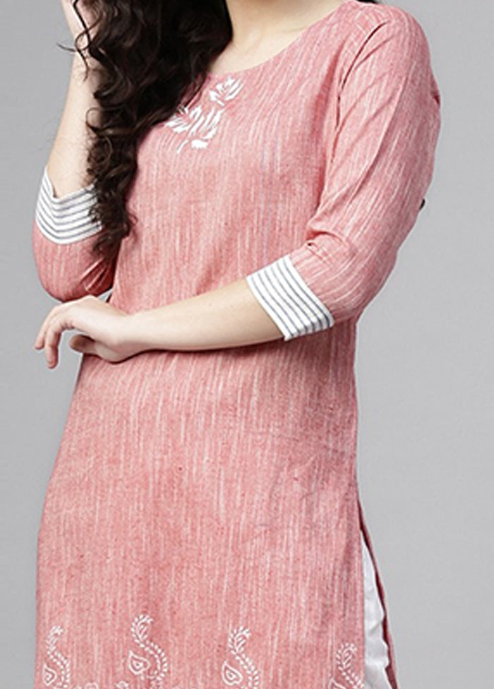 Pink Readymade Cotton Kurti