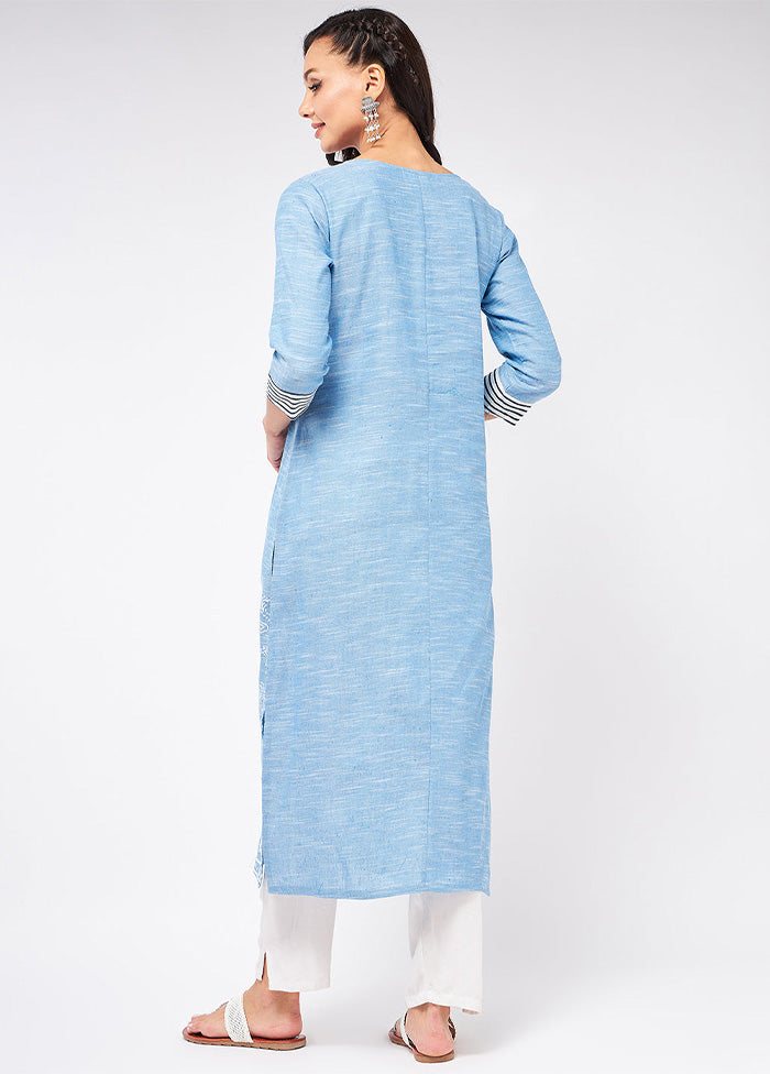 Blue Readymade Cotton Kurti