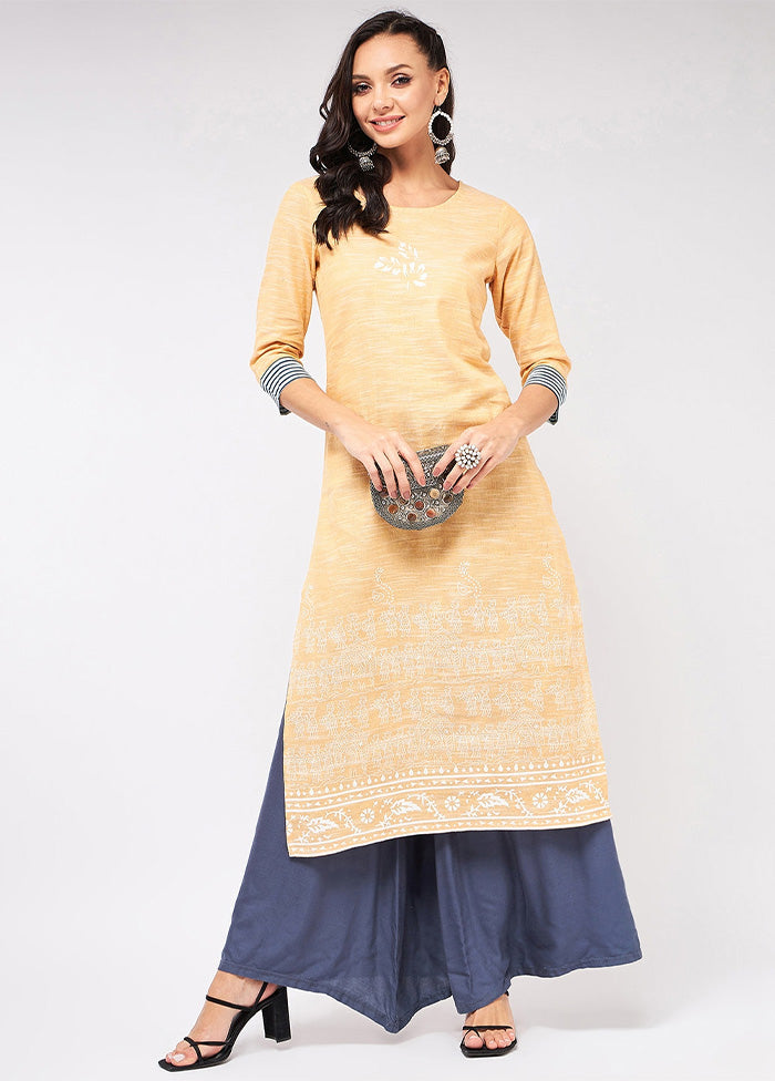 Yellow Readymade Cotton Kurti