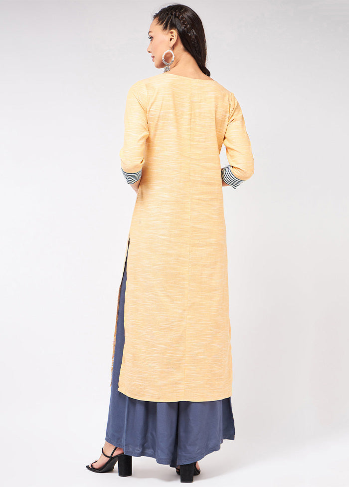 Yellow Readymade Cotton Kurti