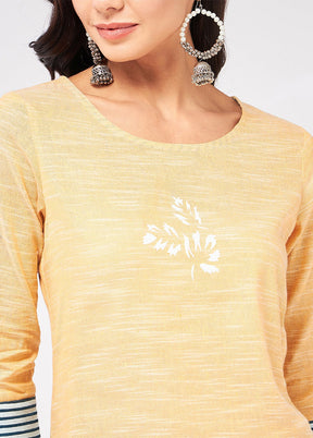 Yellow Readymade Cotton Kurti