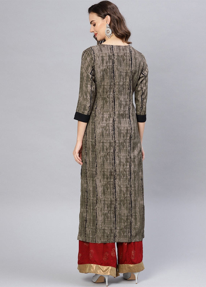 Grey Readymade Rayon Kurti