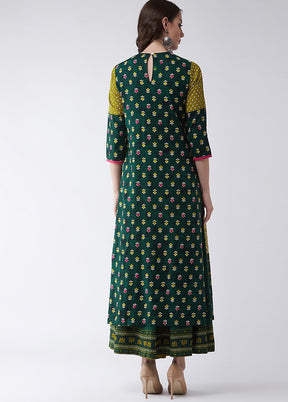 Green Readymade Rayon Kurti