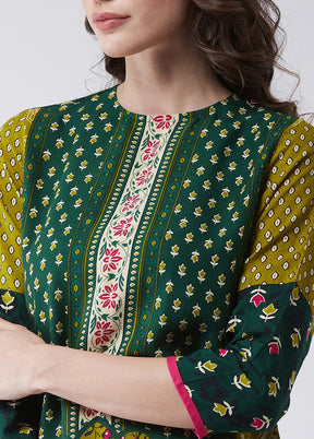 Green Readymade Rayon Kurti