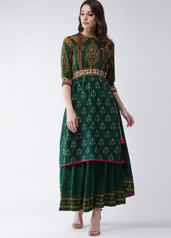 Green Readymade Rayon Kurti