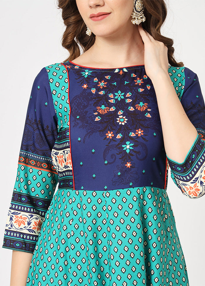 Navy Blue Readymade Rayon Kurti