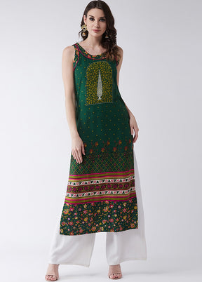 Green Readymade Rayon Kurti