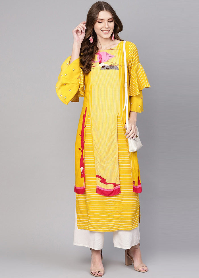 Yellow Readymade Rayon Kurti