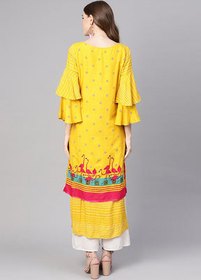 Yellow Readymade Rayon Kurti