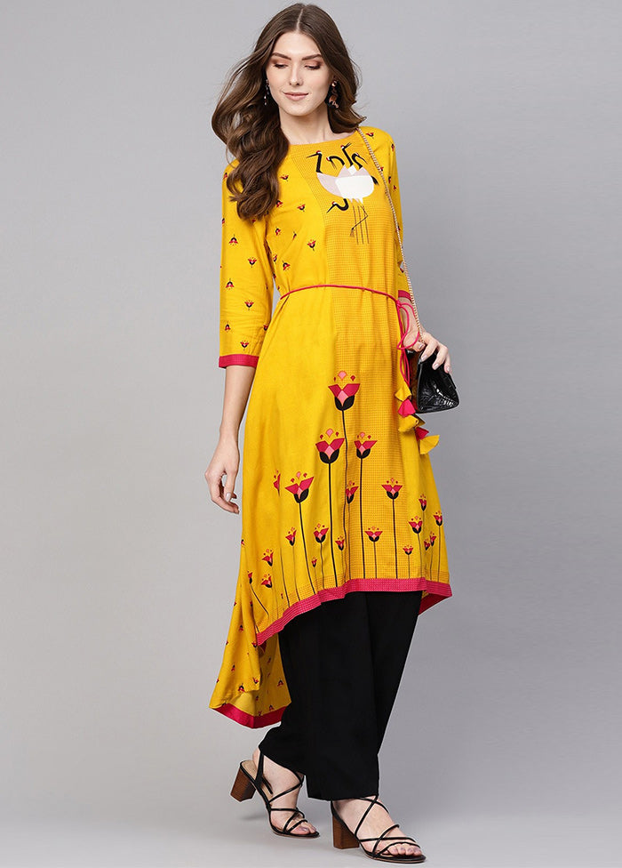 Yellow Readymade Rayon Kurti