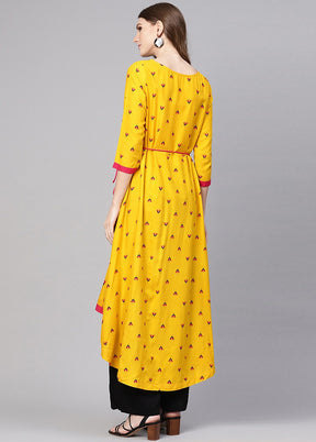 Yellow Readymade Rayon Kurti