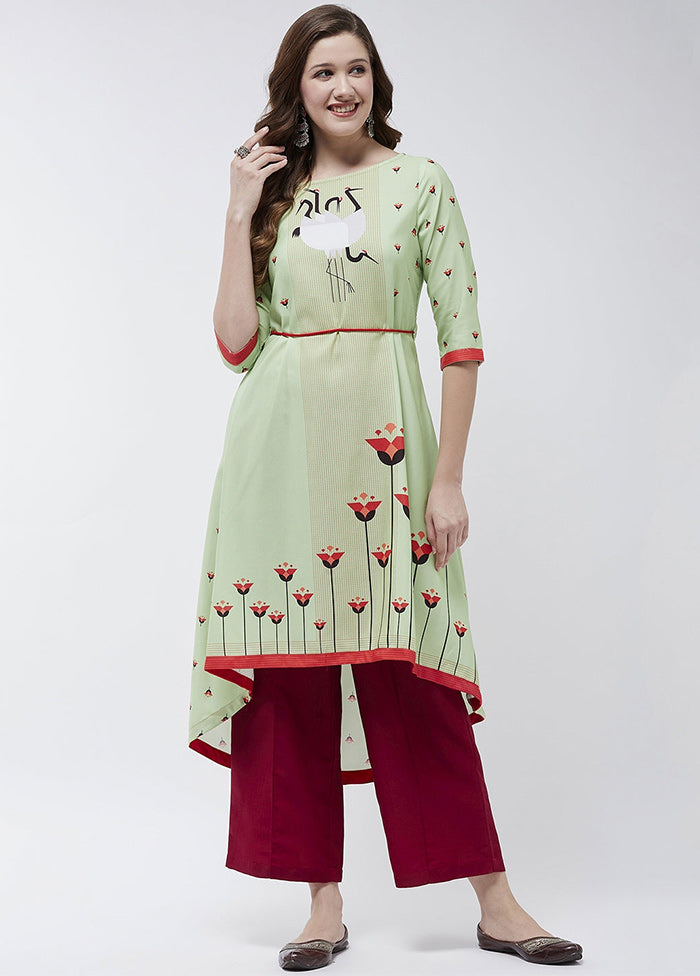 Green Readymade Rayon Kurti