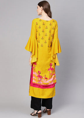 Yellow Readymade Rayon Kurti