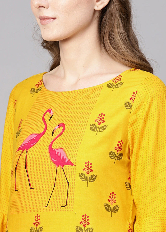 Yellow Readymade Rayon Kurti