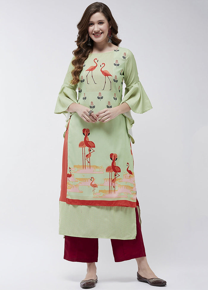 Green Readymade Rayon Kurti