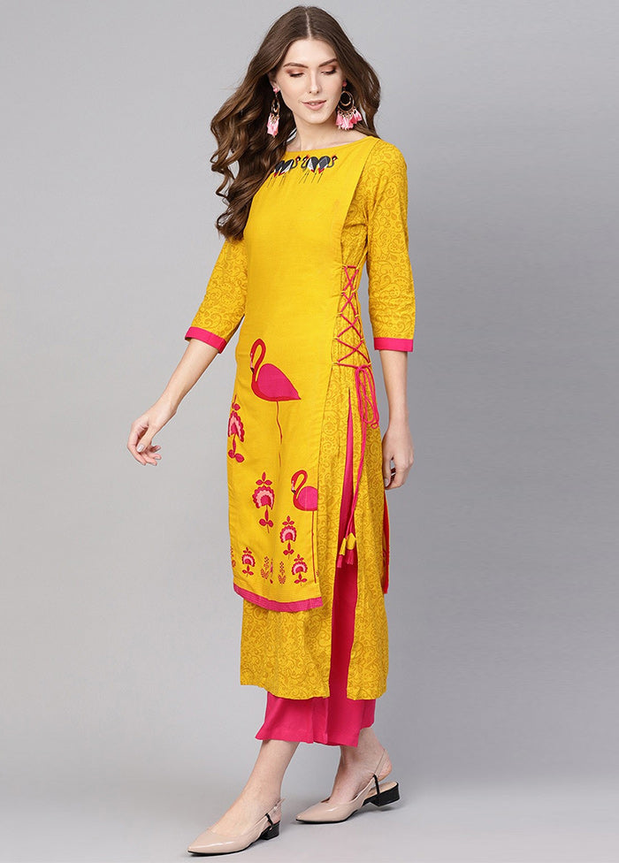 Yellow Readymade Rayon Kurti