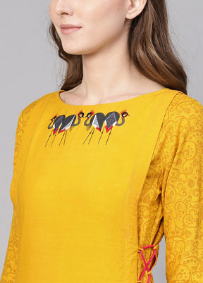 Yellow Readymade Rayon Kurti