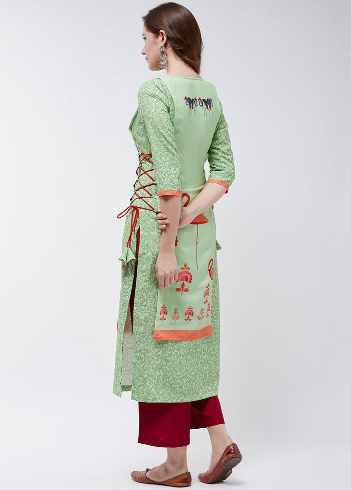 Green Readymade Rayon Kurti