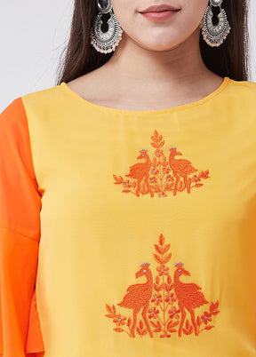 Yellow Readymade Georgette Kurti